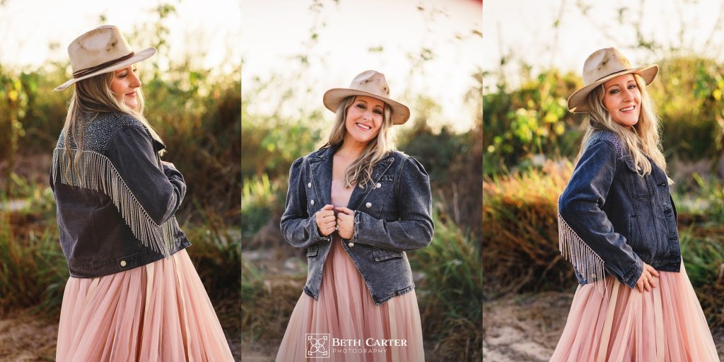 sunrise session of a mom and her daughter in beautiful gowns