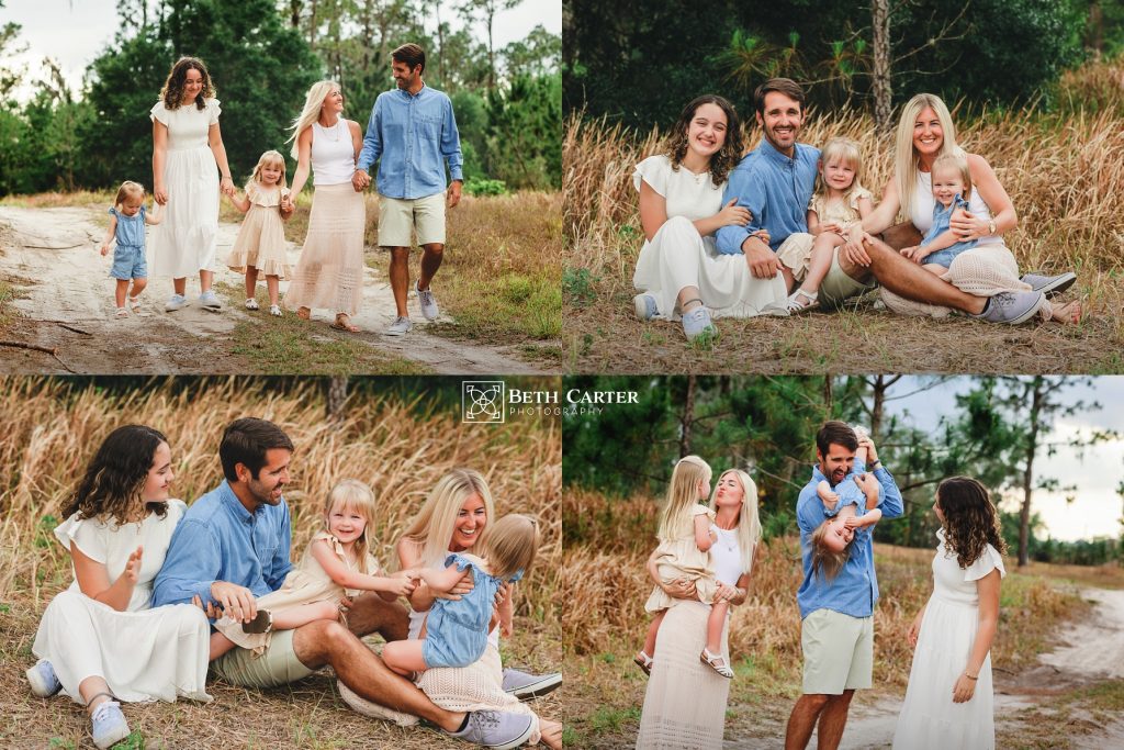 photo of family dressed for spring in a rustic setting in Bartow, FL