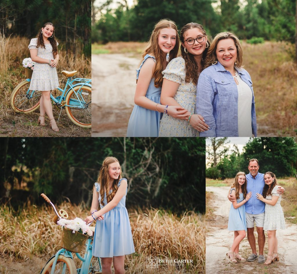 photo of family dressed for spring in a rustic setting in Bartow, FL