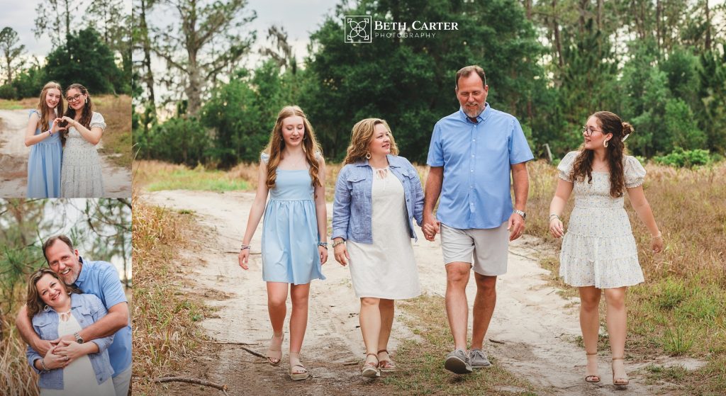 photo of family dressed for spring in a rustic setting in Bartow, FL