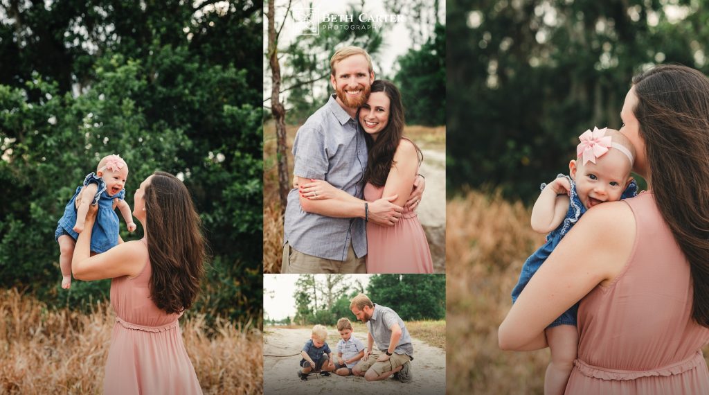 photo of family dressed for spring in a rustic setting in Bartow, FL