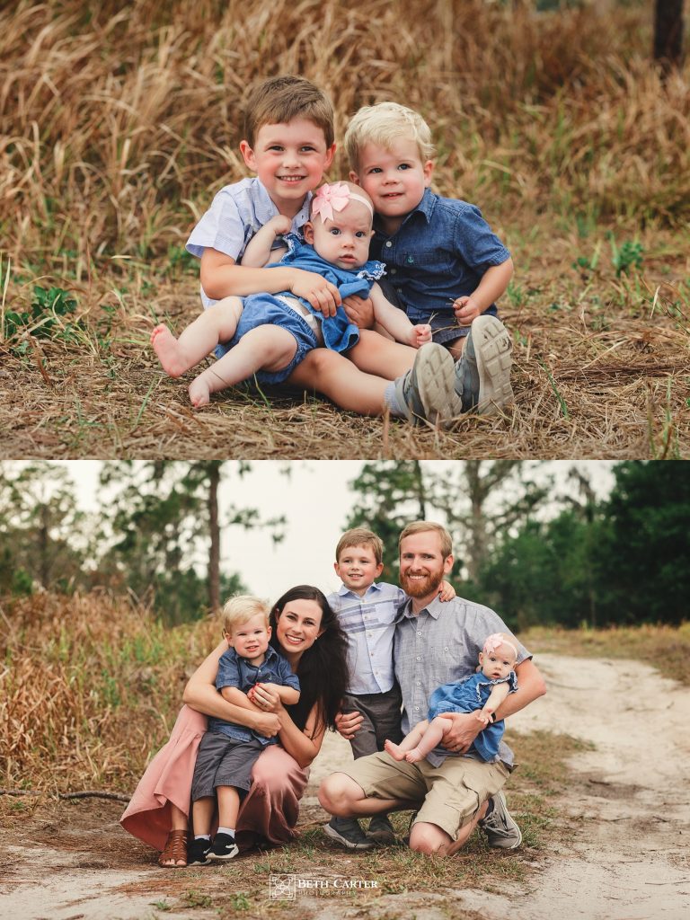 photo of family dressed for spring in a rustic setting in Bartow, FL